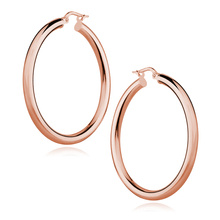 Silver (925) earrings hoops - rose gold-plated, highly polished