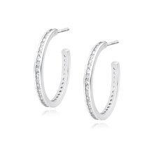 Silver (925) earrings open hoop with zirconia