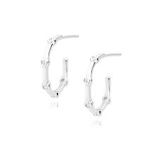 Silver (925) earrings open hoop with zirconia