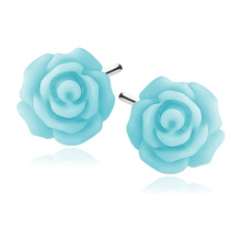 Silver (925) earrings roses - blue