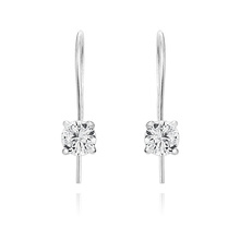 Silver (925) earrings round white zirconia diameter 4mm