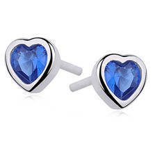 Silver (925) earrings sapphire colored zirconia hearts