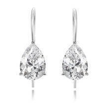 Silver (925) earrings tear-shaped white zirconia 6 x 8mm