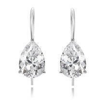 Silver (925) earrings tear-shaped white zirconia 8 x 10mm