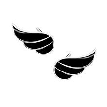 Silver (925) earrings - wings with black enamel