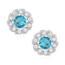 Silver (925) earrings with aquamarine zirconia