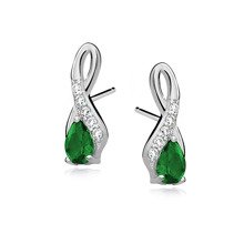 Silver (925) earrings with emerald zirconia