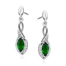 Silver (925) earrings with emerald zirconia