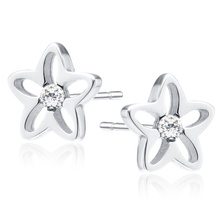 Silver (925) earrings with white zirconia flowers