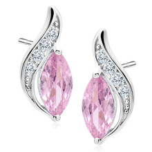 Silver (925) elegant earrings with light pink marquoise zirconia