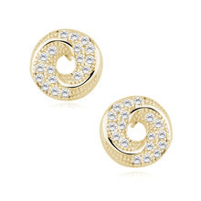 Silver (925) elegant gold-plated earrings with white zirconias