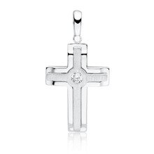 Silver (925) elegant pendant cross with zirconia