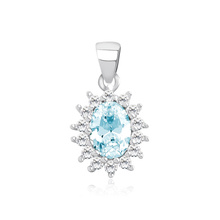 Silver (925) elegant pendant with Aqua Blue zirconia