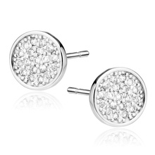 Silver (925) elegant round earrings with zirconia