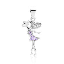 Silver (925) fairy pendant with violet and white zirconias