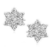 Silver (925) flower earrings with zirconia