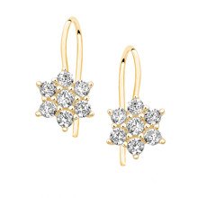 Silver (925) flower earrings with zirconia, gold-plated