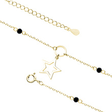 Silver (925) gold-plated ankle bracelet with star and black spinels