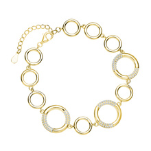 Silver (925) gold-plated bracelet - circles with white zirconias