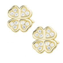 Silver (925) gold-plated clover earrings with zirconia