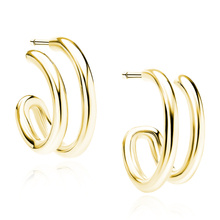 Silver (925) gold-plated double hoop earrings