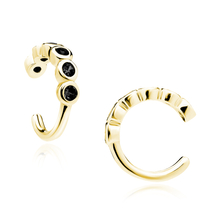 Silver (925) gold-plated ear-cuff with black zirconias