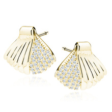 Silver (925) gold-plated earrings - Mermaid's tail with white zirconias