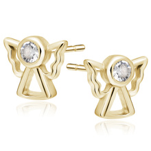 Silver (925) gold -plated earrings angels with white zirconia