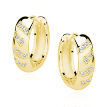 Silver (925) gold-plated earrings hoop with zirconias