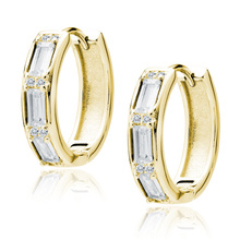 Silver (925) gold-plated earrings hoop with zirconias