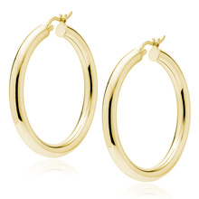 Silver (925) gold-plated earrings hoops - highly polished