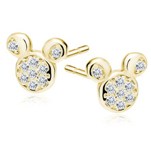 Silver (925) gold-plated earrings mouse with white zirconias