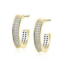 Silver (925) gold-plated earrings open hoop with zirconias