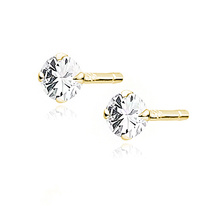 Silver (925) gold-plated earrings round white zirconia diameter 3mm