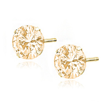 Silver (925) gold-plated earrings round zirconia diameter 7mm