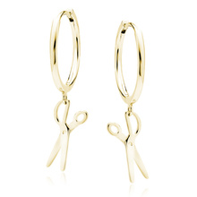 Silver (925) gold-plated earrings - scissors