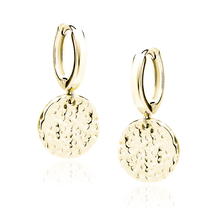 Silver (925) gold-plated earrings - textured round plate
