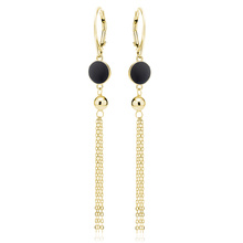 Silver (925) gold-plated earrings with black enamel, ball and chains