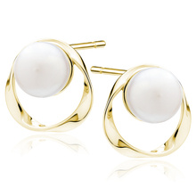 Silver (925) gold-plated earrings with pearl