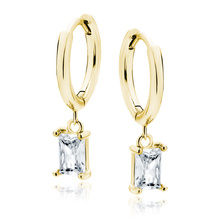 Silver (925) gold-plated earrings with white rectangle zirconia