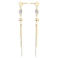 Silver (925) gold-plated earrings with white zirconia, ball and chains