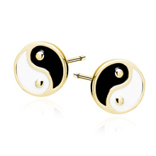 Silver (925) gold-plated earrings - yin-yang