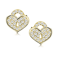 Silver (925) gold-plated earrings zirconia microsetting hearts-padlocks
