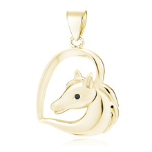 Silver (925) gold-plated heart pendant - horse with black eye