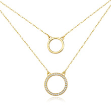 Silver (925) gold-plated necklace - cirlces with zirconias