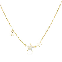 Silver (925) gold-plated necklace - stars with zirconia