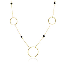 Silver (925) gold-plated necklace with circles and black spinels