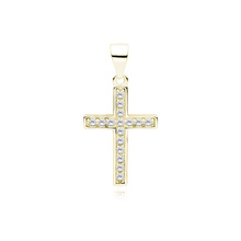 Silver (925) gold-plated pendant cross with zirconia