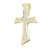 Silver (925) gold-plated pendant cross with zirconia