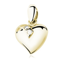 Silver (925) gold-plated pendant - heart decorated with two zirconias